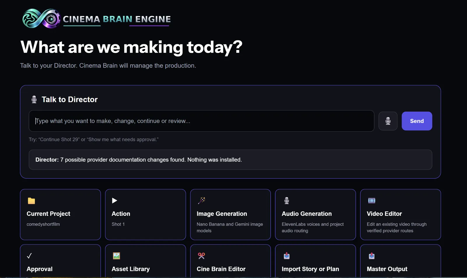 Cinema Brain product interface